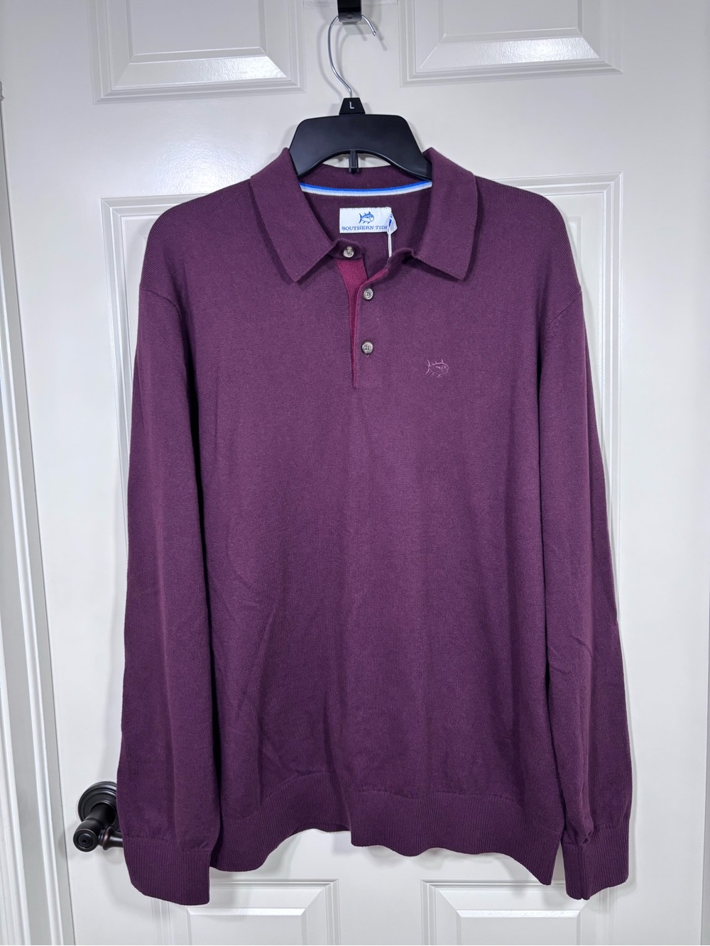 NWT Southern Tide Long Sleeve Woodville Jade Polo Sweater Men’s L Merlot